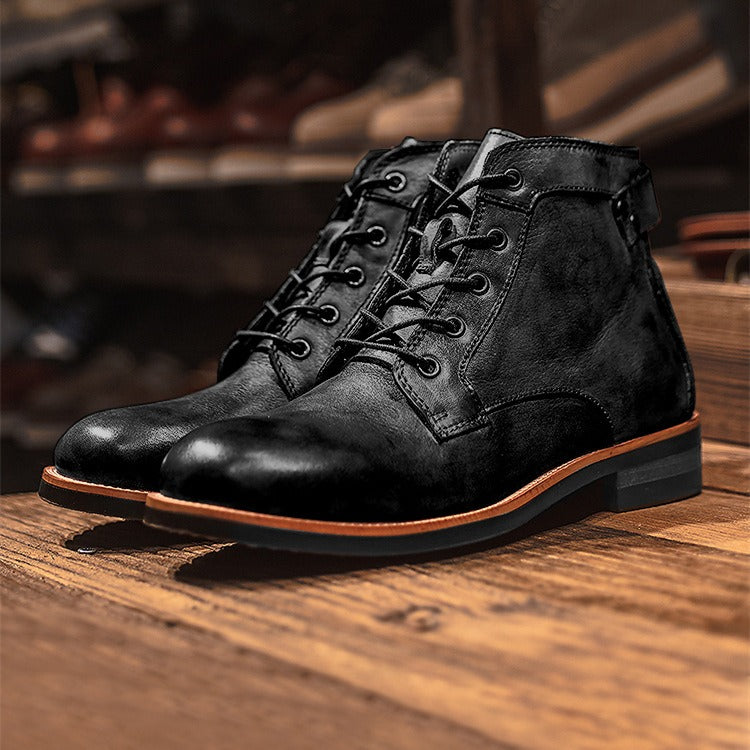 Men Vintage Lace-Up Leather Boots