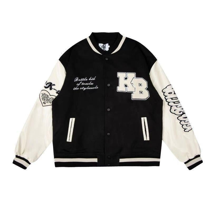 Letter Patched Vintage Base Ball Jacket - KB