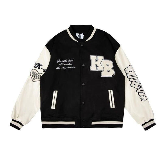 Letter Patched Vintage Base Ball Jacket - KB