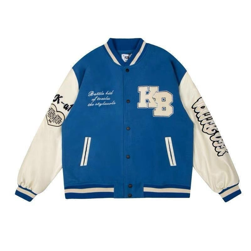 Letter Patched Vintage Base Ball Jacket - KB